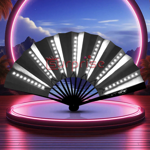 Tùy Chỉnh LED Tay <span class=keywords><strong>Fan</strong></span> Gấp Quạt Tre Cho Rave Đảng <span class=keywords><strong>Fan</strong></span> Hâm Mộ Khiêu Vũ - Product Image 4
