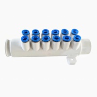 30-186A Colector de aire neumático portátil independiente de 12 puertos (1 pulgada) con desagüe de tapón interno de un toque para bañera de hidromasaje y spa, compatible con tuberías de 8mm/10mm