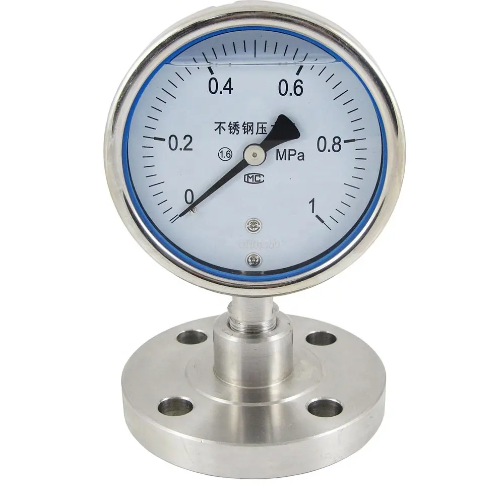 Oil filled Bourdon Tube Flange Pressure Gauge Stainless Steel High Pressure Psi Manometer