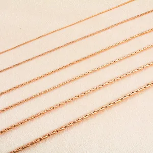 Collares de cadena minimalistas de acero inoxidable de 0.6/0.8/1/1.2/1.8/2.3 mm en oro rosa, cadenas finas básicas para mujer, regalo de joyería. - Product Image 6
