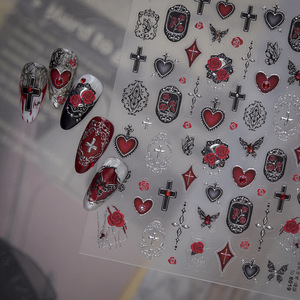 Halloween Dark Rose Crystal Nail Stickers 2026 New DIY Hot Girl Premium <b>Gothic</b> Rhinestone Nail Art Decals Cross-Border Wholesale - Product Image 1
