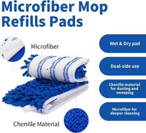 Recharges de serpillière à essorage coulissant en aluminium compatibles avec la serpillière <span class=keywords><strong>Cedar</strong></span>, tête de serpillière plate pour poussière, utilisation sèche et humide, en chenille - Product Image 3