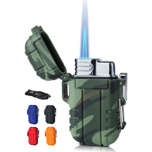 Encendedor de llama de chorro azul ajustable, antorcha de butano impermeable a prueba de viento para acampar al aire libre, fiesta de pesca, cigarrillo recargable - Product Image 3