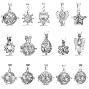 Pendentif diffuseur d'huiles essentielles tendance en acier inoxydable 316L ajouré, unisexe, avec chaîne ondulée ouvrable - Product Image 1
