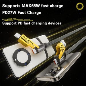 4-in-1 65W/27W PD đa sạc cáp 6 ft nylon bện USB A/USB C Loại C Cáp nhanh chóng sạc tương thích - Product Image 5