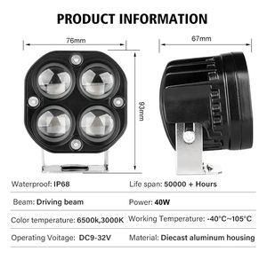 RCJ Auto luces <span class=keywords><strong>LED</strong></span> para la niebla del coche de la motocicleta/luces de conducción <span class=keywords><strong>LED</strong></span> Pods luces-Material de aluminio duradero - Product Image 6