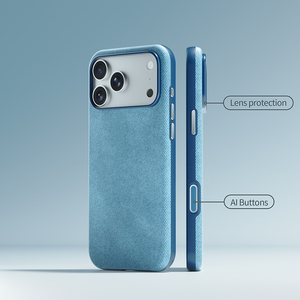 Funda Protectora Magnética Antigolpes con Patrón de Tela Vaquera de Alta Calidad L196 para iPhone 17 18 Pro Max, Antihuellas - Product Image 3