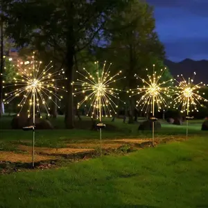 Lampu dandelion dekorasi Natal, cahaya lanskap taman luar ruangan cahaya suasana dekoratif kawat tembaga kembang api