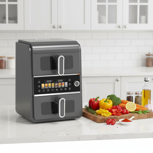 Kitchen Appliance New Grey Digital Large Capacity 10L Square Luxury Double <b>Stacked</b> Air Fryer Oil Free Baking <b>Plastic</b> - Product Image 1
