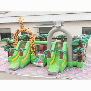 8x7m grand <span class=keywords><strong>parc</strong></span> d'amusement gonflable de terrain de jeu de thème de zoo d'intérieur avec le parcours d'obstacles de glissière n pour des centres de jeu gonflables d'enfants - Product Image 1