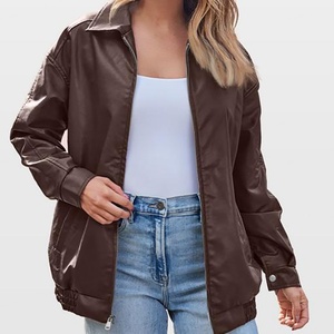 Custom OEM/ODM Women's Solid Colour Faux Shearling Windproof Loose Lapel Jacket Fashion Outerwear Casual Street Style Autumn - Product Image 2