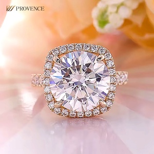 Anillo de Oro Amarillo de 14K con Moissanita, Anillo Clásico de Compromiso y Propuesta de Matrimonio con Seis Garras, para Regalo y Fiesta, Joyería Fina Personalizable - Product Image 1