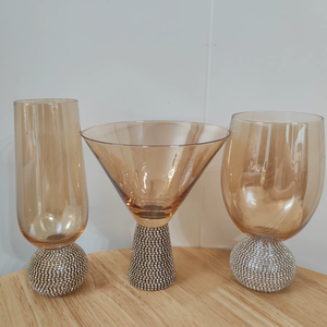 Ensemble de verres à <span class=keywords><strong>martini</strong></span> de luxe à long pied, base perlée or ambré, vaisselle de bar moderne, sans plomb, 4 pièces, verres à cocktail en cristal - Product Image 5