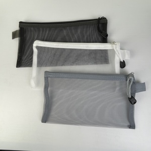 Mesh Nylon Zipper Storage Bag, Breathable Transparent Document <b>Pouch</b>, Stationery & Cosmetic / Travel Toiletry Mesh Bag - Product Image 1