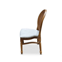 Chaise de mariage vintage en résine, dossier ovale en rotin, coussin en tissu, mobilier de banquet Louis XVI pour événements