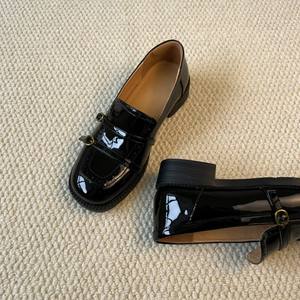 Bailarinas de Cuero Genuino de Alta Calidad para Mujer, Retro, Brillantes, con Tacón Grueso, Casuales, Impermeables, Ligeras, Estilo Británico - Product Image 4