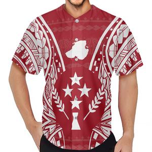 رخيصة مخصص قميص بيسبول جيرسي الجملة Kosrae البولينيزية الكركديه القبلية نمط خمر البيسبول جيرسي عالية الجودة - Product Image 2