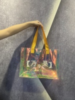Sac d'emballage holographique transparent en PVC plastique de haute qualité, coloré, pour vêtements et sacs de courses avec logos – Vente chaude