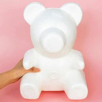 Cadeaux de mariage artisanaux, tête de fleur artificielle, ornement de Noël, polystyrène, mousse de polystyrène, ours en mousse blanc, boule en forme de cœur