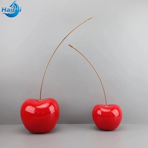 Sculpture <span class=keywords><strong>de</strong></span> bureau moderne et simple <span class=keywords><strong>de</strong></span> style européen, en fibre <span class=keywords><strong>de</strong></span> verre, peinte à la main, grand modèle, thème crème glacée et fruits, avec décoration cerise, luxe léger - Product Image 1