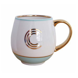 Tazza da Caffè in Ceramica <span class=keywords><strong>con</strong></span> Lettere Dorate all'Ingrosso, <span class=keywords><strong>Tazze</strong></span> Latte in Ceramica a Forma di Pancetta, Tazza Personalizzata <span class=keywords><strong>con</strong></span> Iniziali e Manico Dorato - Product Image 2