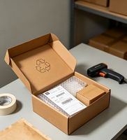 Boîte d'expédition en carton ondulé kraft brun écologique et recyclable en forme d'avion, avec pelliculage mat, gaufrage et doublure en mousse pour vêtements