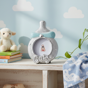 Cornice portafoto in plastica per biberon color celeste - Product Image 3
