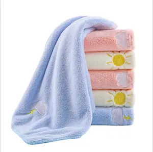 Cartoon Weather Embroidered Small Towel Baby Embroidered Square Towel Newborn Microfiber Towel Gift Airplane Beach Woven Adults