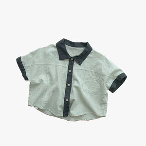 Camiseta de Manga Corta con Bloques de Color para Niños 2026, Estilo Coreano, Holgada, para Niños y Niñas, Ropa de Moda Infantil - Product Image 5