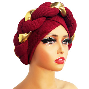Diadema a juego de color Fried Dough Twists para mujer, sombrero cruzado Twist, diadema trenzada gruesa de punto de moda, pañuelo musulmán Baotou - Product Image 4