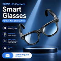 Lunettes intelligentes avec caméra 20MP HD, lunettes caméra IA pour hommes et femmes, enregistrement de vlog et de voyage, Bluetooth mains libres