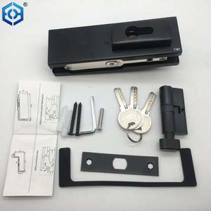 Serrure inférieure en aluminium argenté pour porte en verre - Product Image 5