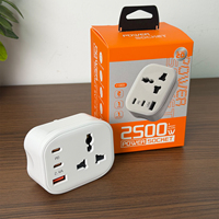 Extensor de Enchufe de Pared Global Personalizable con Adaptador de Enchufe Multiestándar USB C PD de 20 W, Material ABS, para EE. UU., UE, Reino Unido, Australia, para Viajes y Hogar