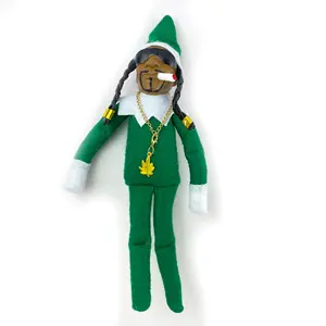 Elf Pop Handgemaakte Snoop Op Een Stoop Ondeugende Nieuwigheid Speelgoed Pluche Zacht Gevulde Kerstversieringen Buigbare 90S-Artiesten Knuffels