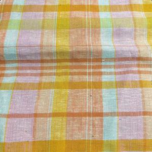 Plaid di lino giallo brillante 175gsm tintura per filati 55% lino 45% <span class=keywords><strong>rayon</strong></span> check <span class=keywords><strong>fabric</strong></span> - Product Image 2