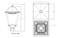 Lanterne LED Classique Vintage 50W 75W 100W pour Poteau, Style Européen, pour Jardin, Cour, Luminaire Extérieur IP66
