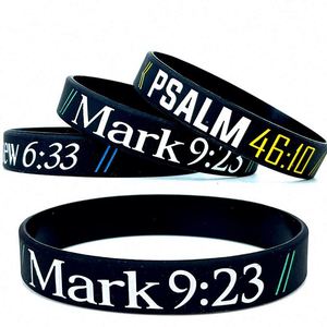Bracelet en silicone élastique chrétien, adapté aux hommes et aux femmes, bracelet en silicone avec inscription biblique, personnalisable - Product Image 3