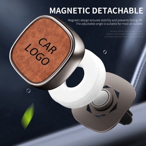 Powerful Supplier Wholesale Portable 3 Delicate Fragrance Metal Leather Design Logo <strong>Diffuser</strong> <strong>Vent</strong> <strong>Clip</strong> Car Aroma <strong>Diffuser</strong> - Product Image 2