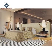 Ensemble de meubles de chambre à coucher moderne de style métallique doré, tête de lit de luxe, lit king size, classique