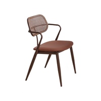 Chaise de salle à manger empilable en métal de style Wabi-Sabi vintage avec revêtement en cuir - Utilisation pour la maison, le café et le balcon