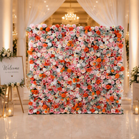 Nouvelle conception d'usine : Mur de fleurs artificielles roses blanches, idéal pour les fêtes d'anniversaire romantiques, les mariages et les banquets