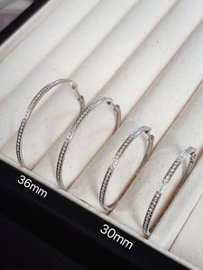 Xinfly 18k White Gold Genuine Natural Diamond Round Iced Out <b>Hoop</b> <b>Earrings</b> - Product Image 1