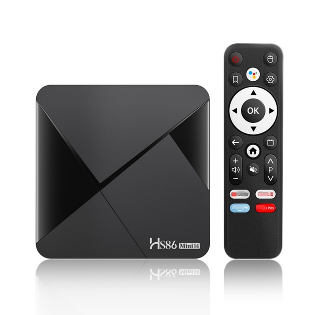 HS86 MINI 14 Android 14 Wifi6 Smart TV Box RK3518 Quad Core 8K 2GB RAM BT5.4 Voice Remote Control