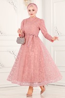 JM66-70 femmes musulmanes fête robe de soirée en gros dame élégant décontracté islamique fleur dentelle style modeste logo personnalisé