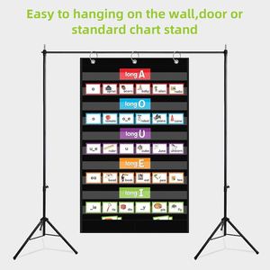 Organizador de Pared Colgante de Alta Resistencia para Aula, con 10 Bolsillos, 45x28 Pulgadas, Negro, Poliéster 420D, para Oficina y Escuela - Product Image 4