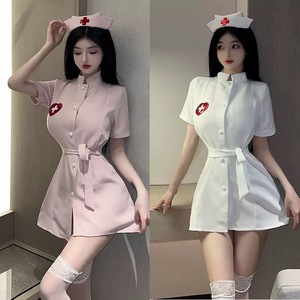 Conjunto de Enfermera Sexy, Escote Profundo en V, Juego de Roles, Seductor, Chica Atractiva en la Cama, Talla Grande, Ligeramente Curvilínea, Conjunto Romántico de Enfermera - Product Image 1