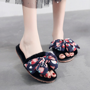 Pantofole Invernali da Donna con Fiocco, Scarpe da Interno in Finta Pelliccia, Ciabatte Morbide e Pelose per Ragazze, Pantofole da Camera - Product Image 2
