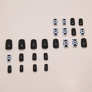 <span class=keywords><strong>Uñas</strong></span> Postizas Acrílicas Francesas <span class=keywords><strong>Negras</strong></span>, Estilo Dulce y Moderno, <span class=keywords><strong>con</strong></span> Pegamento, 24 Piezas, Venta al Por Mayor, Personalizables - Product Image 1