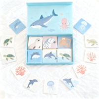 Jeu de Cartes Mémoire Carré à Impression Personnalisée Faune Sauvage pour Enfants