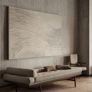 Cuadro Minimalista Beige Texturizado Impreso en 3D, Pintura al Óleo sobre Lienzo Enmarcado, Arte Abstracto Wabi Sabi con Rayas Verticales <span class=keywords><strong>Grandes</strong></span>, Decoración de Pared <span class=keywords><strong>para</strong></span> Interiores - Product Image 3